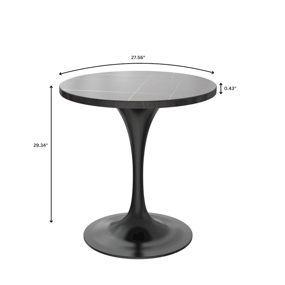 Verve Collection 27 Round Dining Table, Black Base with Sintered Stone Black Top. Picture 10