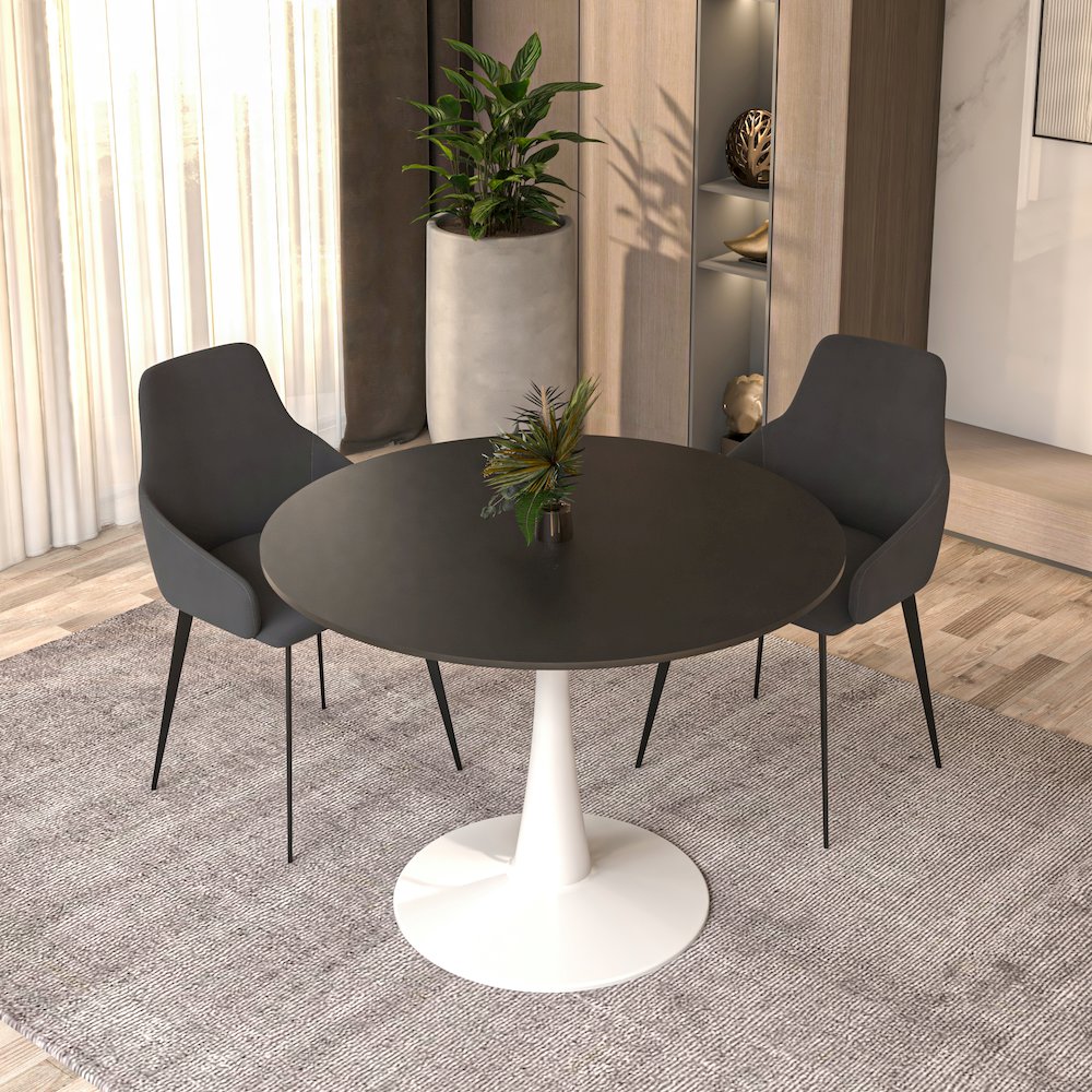 Bristol, 40" Round dining table in White Base with Blacktop. Picture 7
