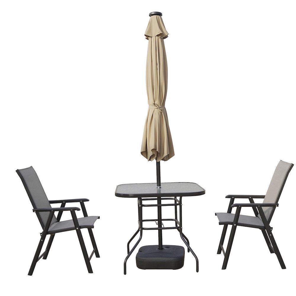 Sierra Outdoor Patio Umbrella with Base in Beige. Picture 6