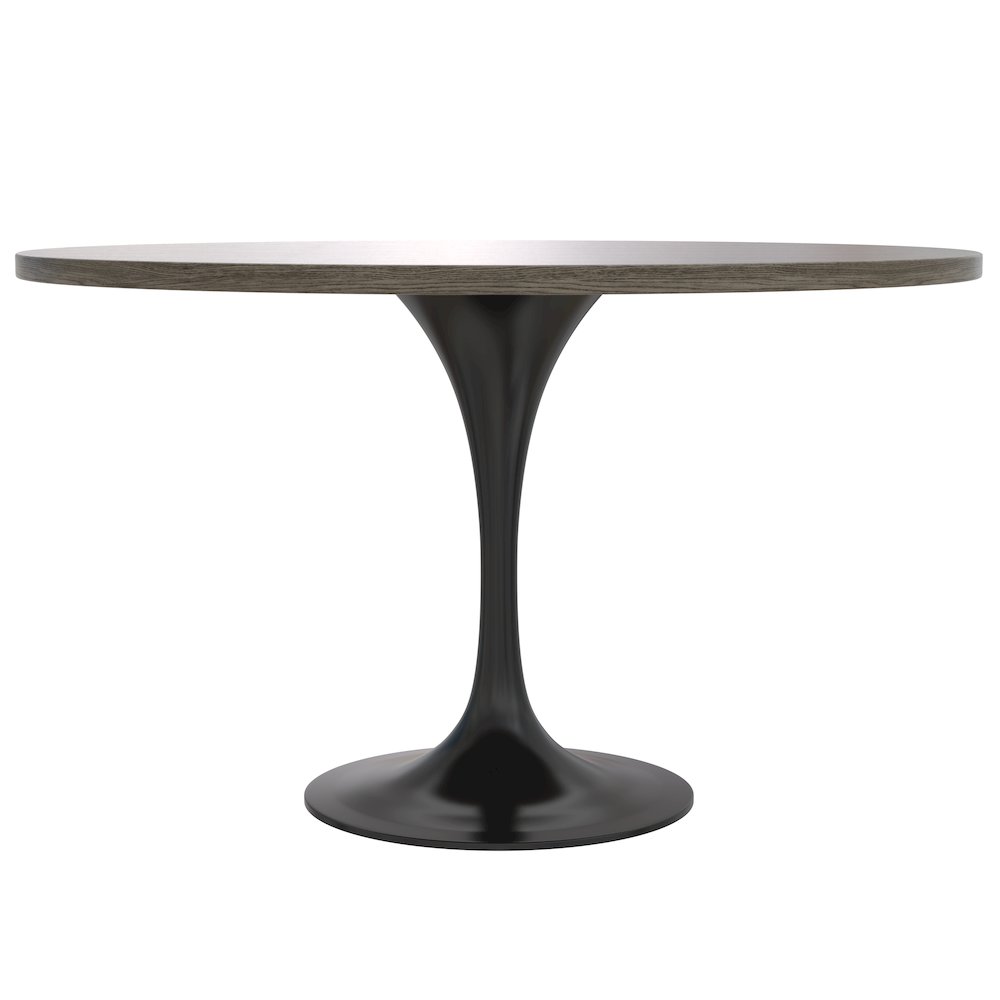 Verve Collection 48 Round Dining Table, Black Base with Dark Maple MDF Top. Picture 4