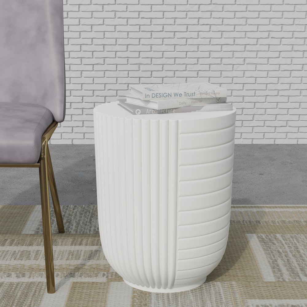 Modern Side End Table Trove Series In White. Picture 7