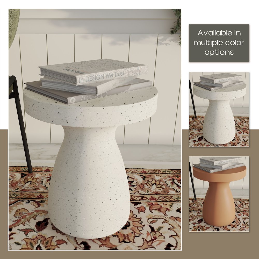 Modern Side End Table Wisp Series In Terrazzo White. Picture 3