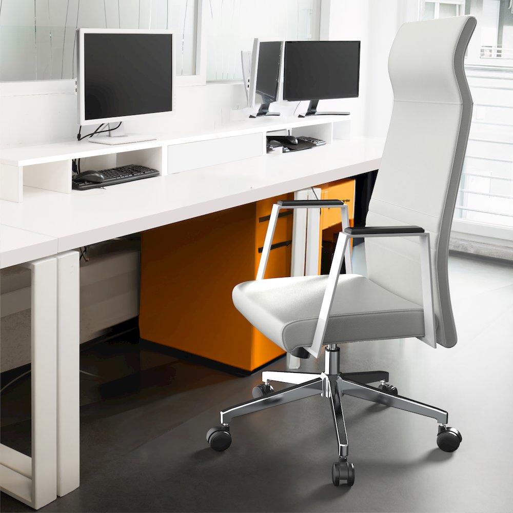 Aleen High-Back Office Chair in White. Picture 24
