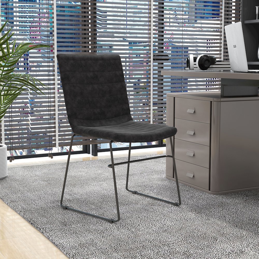 Zylar Series Office Guest Chair in Charcoal Leather. Picture 15