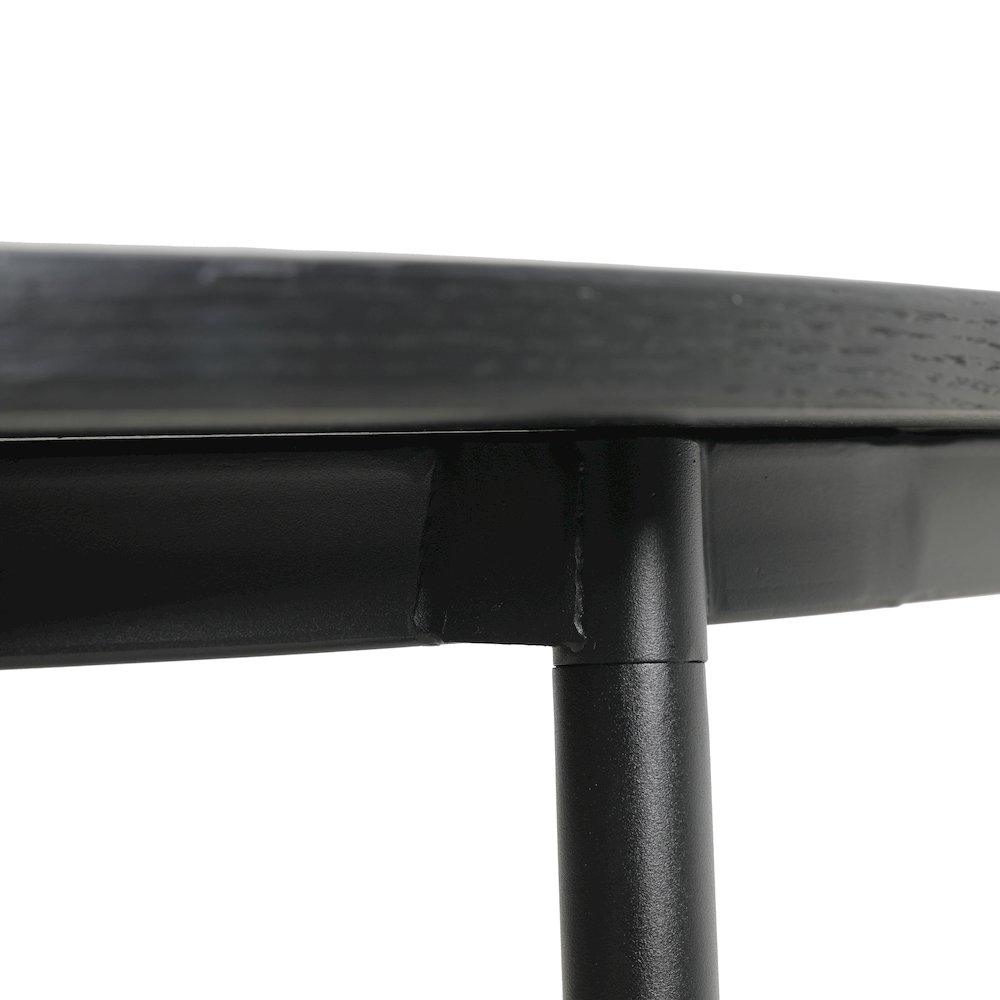 Tule Modern 83" Oval Dining Table with MDF Top and Black Steel Legs in Black. Picture 5