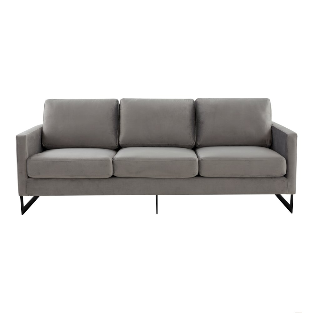 Lincoln Light Grey Velvet Sofa With Black Frame. Picture 7