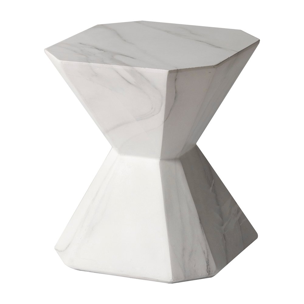 Azure Collection Fiberglass Outdoor Side Table in Marble White. Picture 5