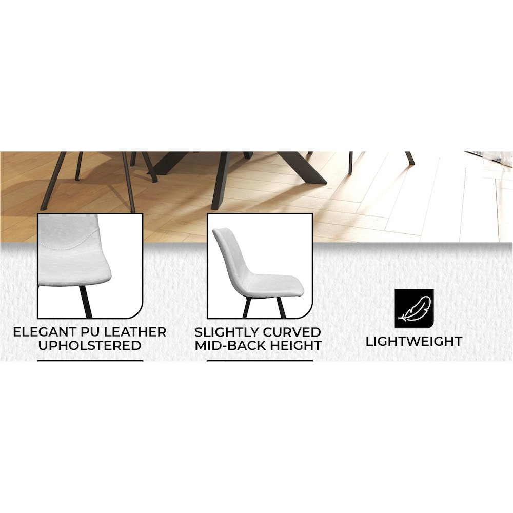 Markley Modern Leather Dining Chair With Metal Legs, Light Grey. Picture 43