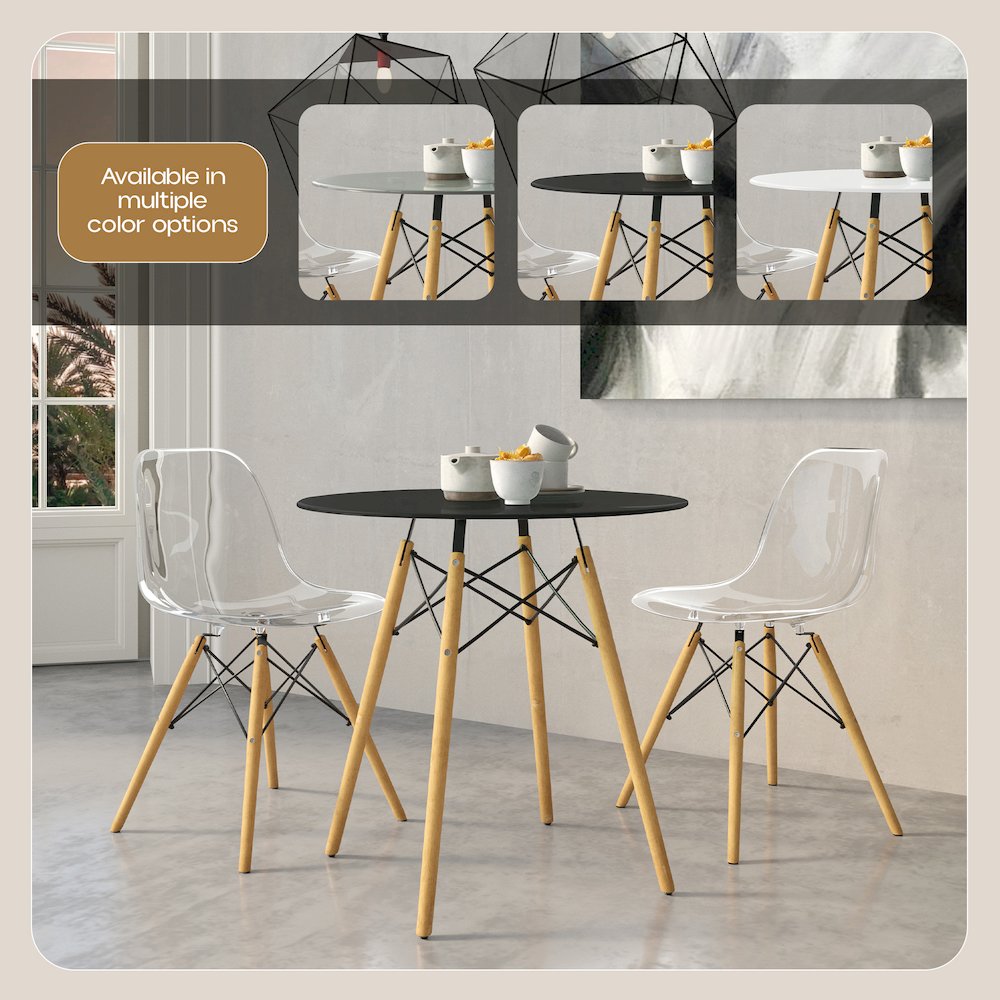 Dover Round Bistro Wood Top Dining Table W/ Natural Wood Eiffel Base. Picture 10