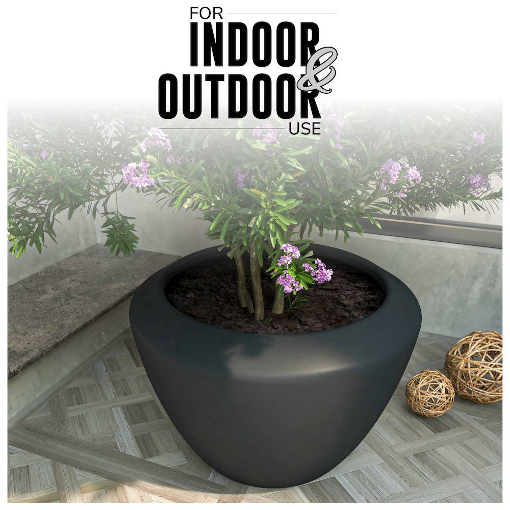 Vessel Series Poly Stone Planter in Black 22" Dia 15" high. Picture 8