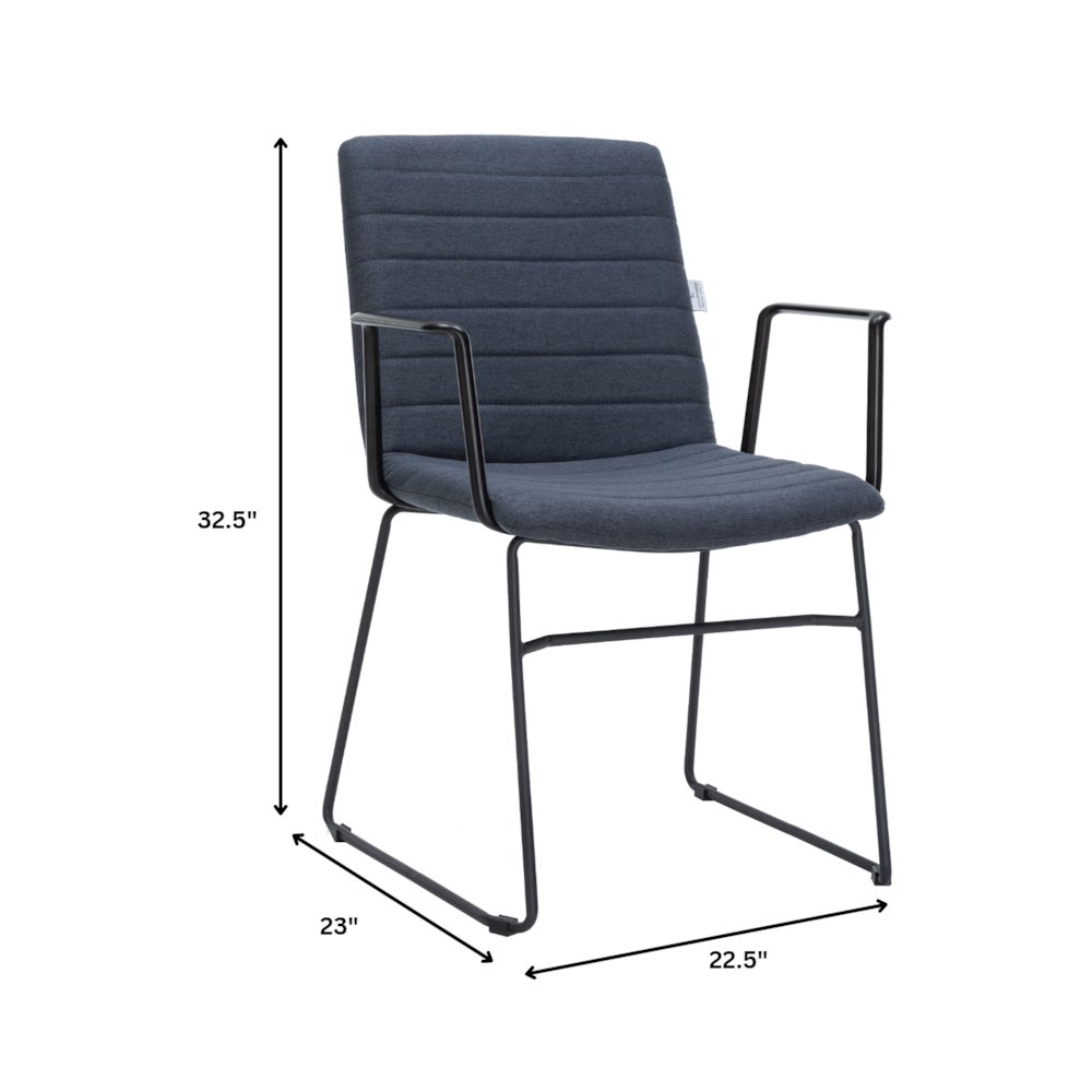 Zylar Series Office Guest Arm Chair in Dark Blue Fabric. Picture 1