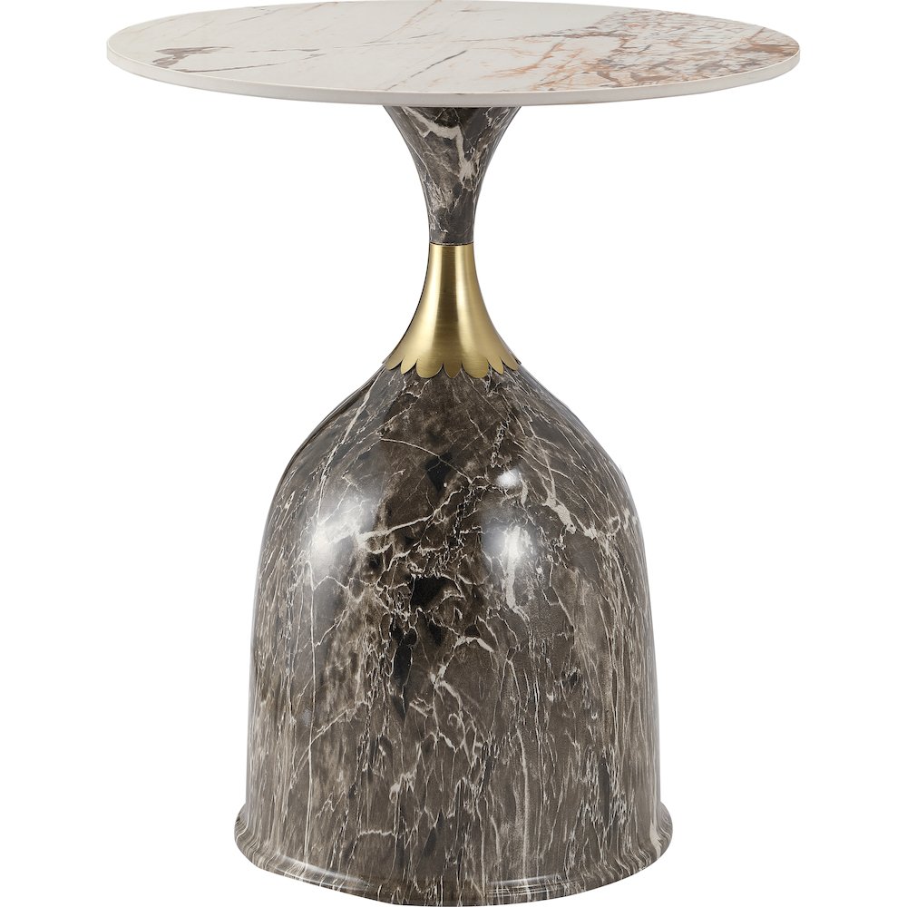 Oslo Collection Modern End Table In Marbled Brown. Picture 1