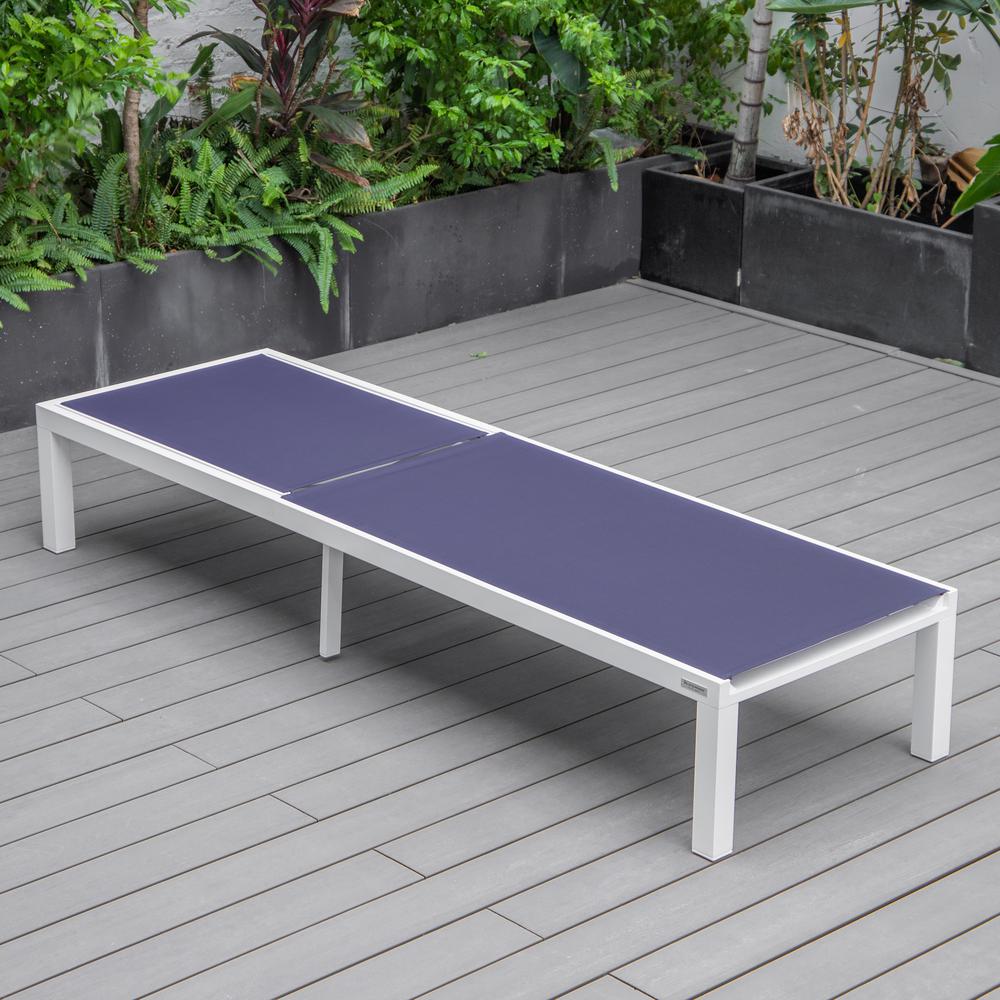 Marlin Patio Chaise Lounge Chair With White Aluminum Frame. Picture 10