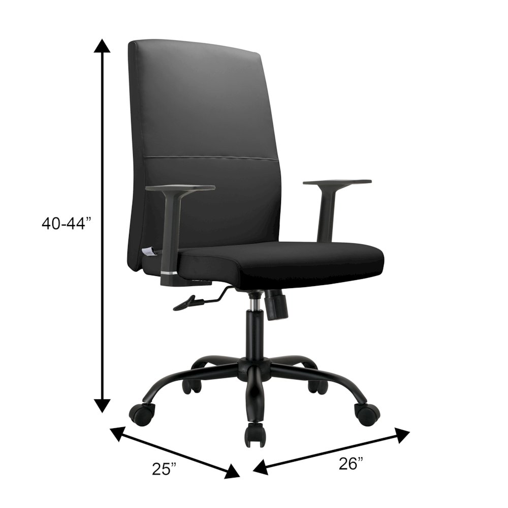Evander Series Office Guest Chair in Black Leather. Picture 5