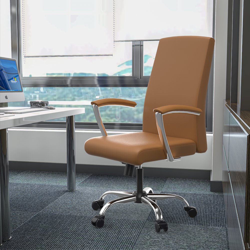 Evander Series Office Chair in Acorn Brown Leather. Picture 8