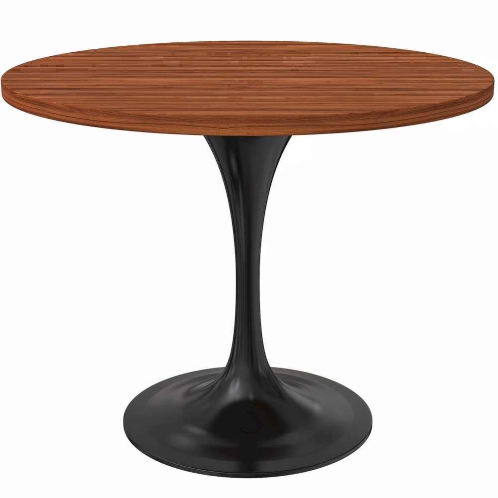 Verve Collection 36 Round Dining Table, Black Base with Cognac Brown MDF Top. Picture 4