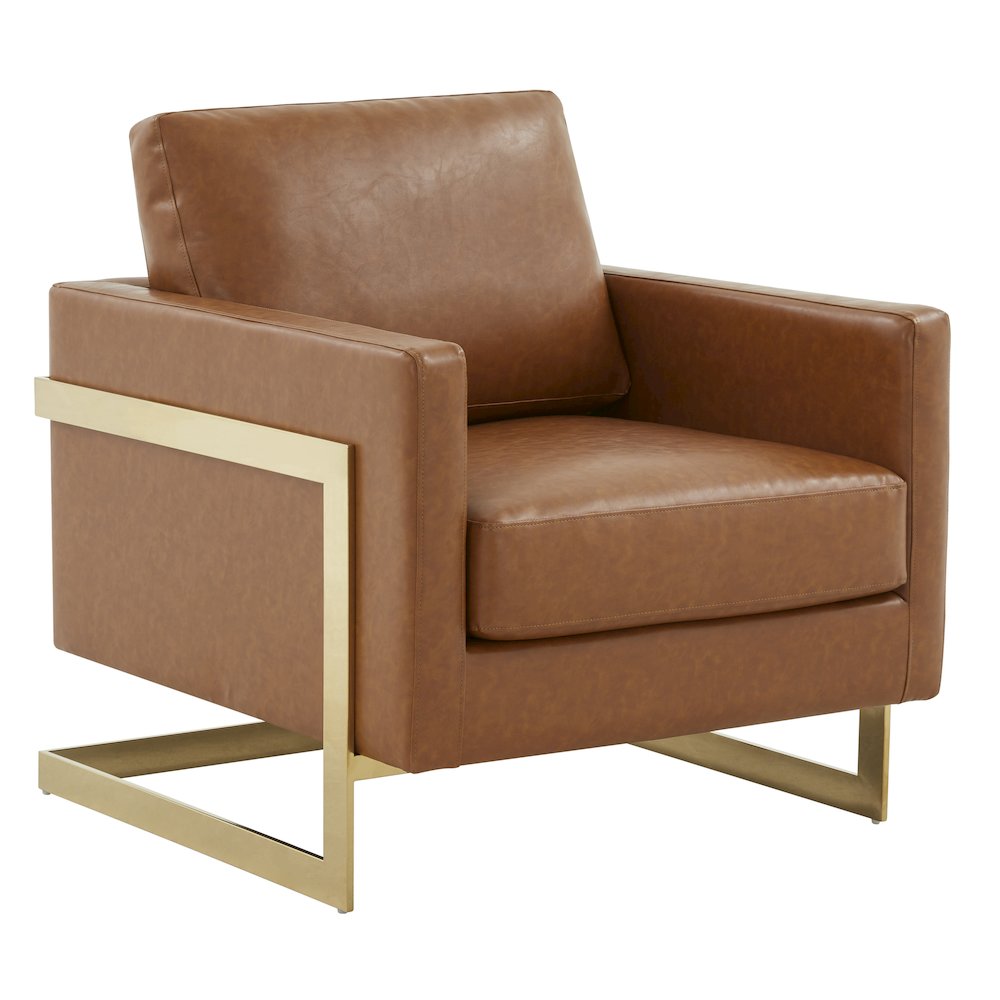 Lincoln Leather Accent Armchair With Gold Frame. Picture 1