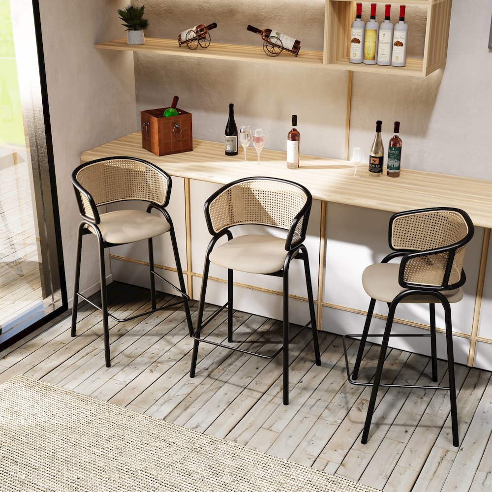 Ervilla Wicker Bar Stool Set of 2. Picture 4