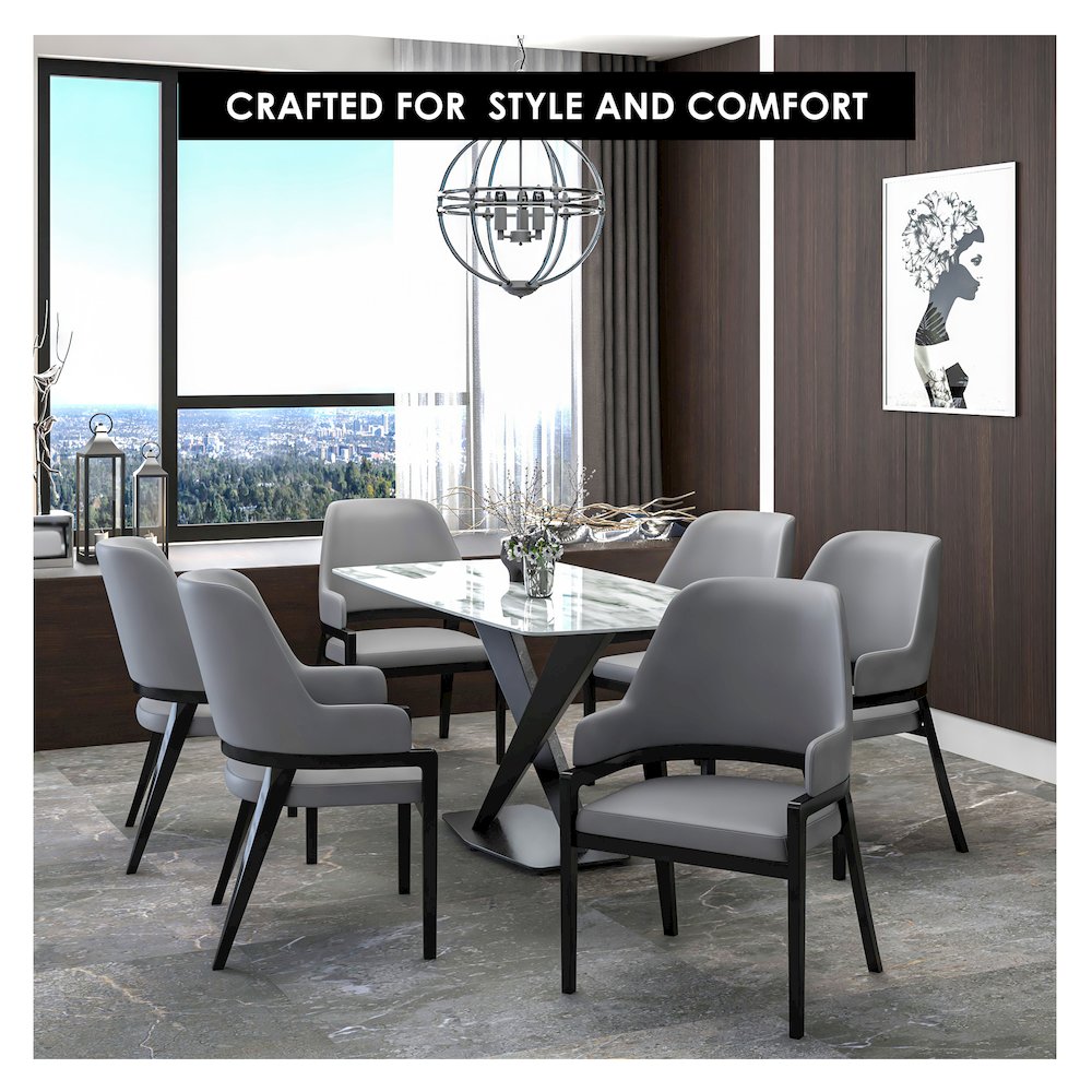Ethora Collection Modern Wooden Dining Chair in Grey. Picture 5