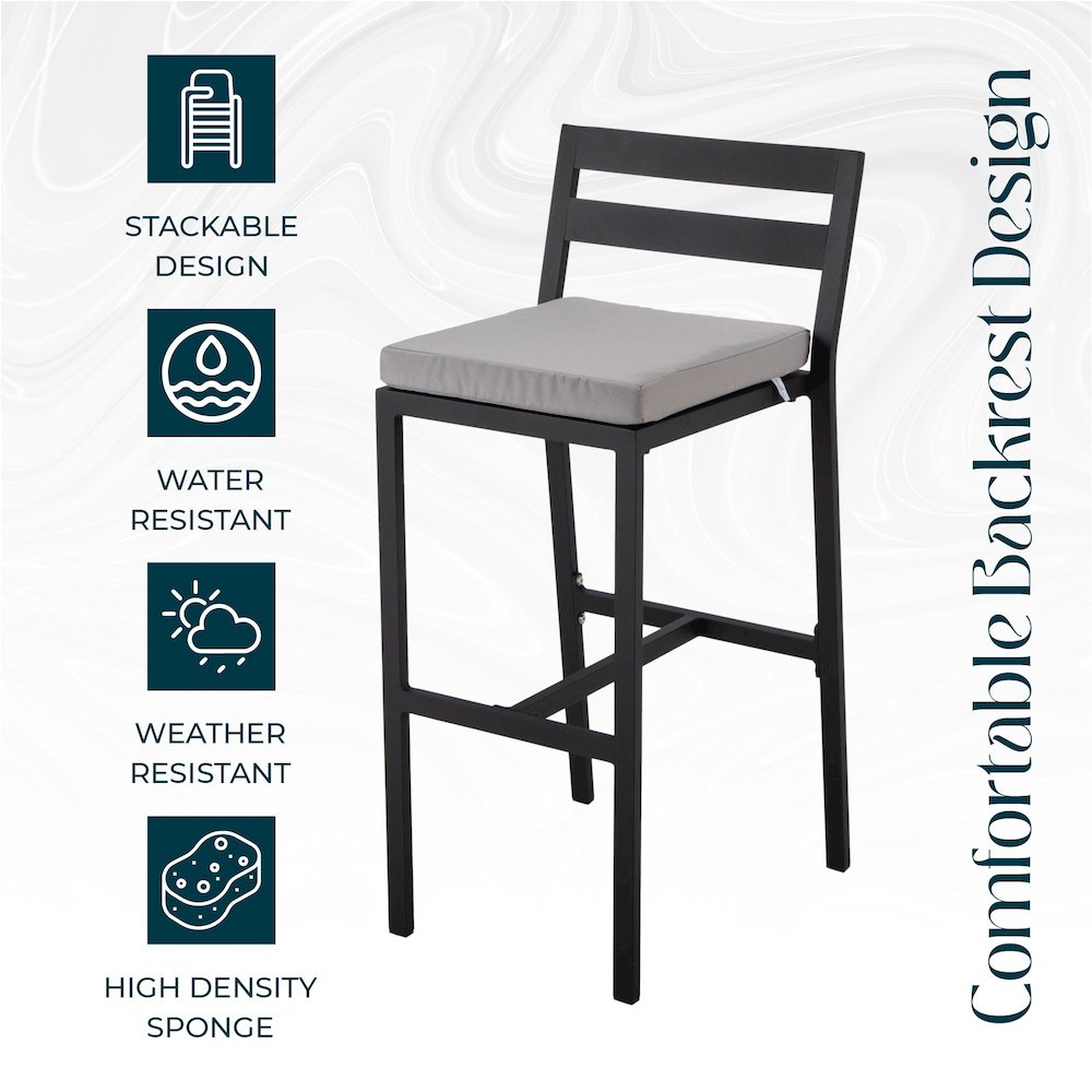 Chelsea Collection Modern Aluminum Outdoor Bar Chair. Picture 5