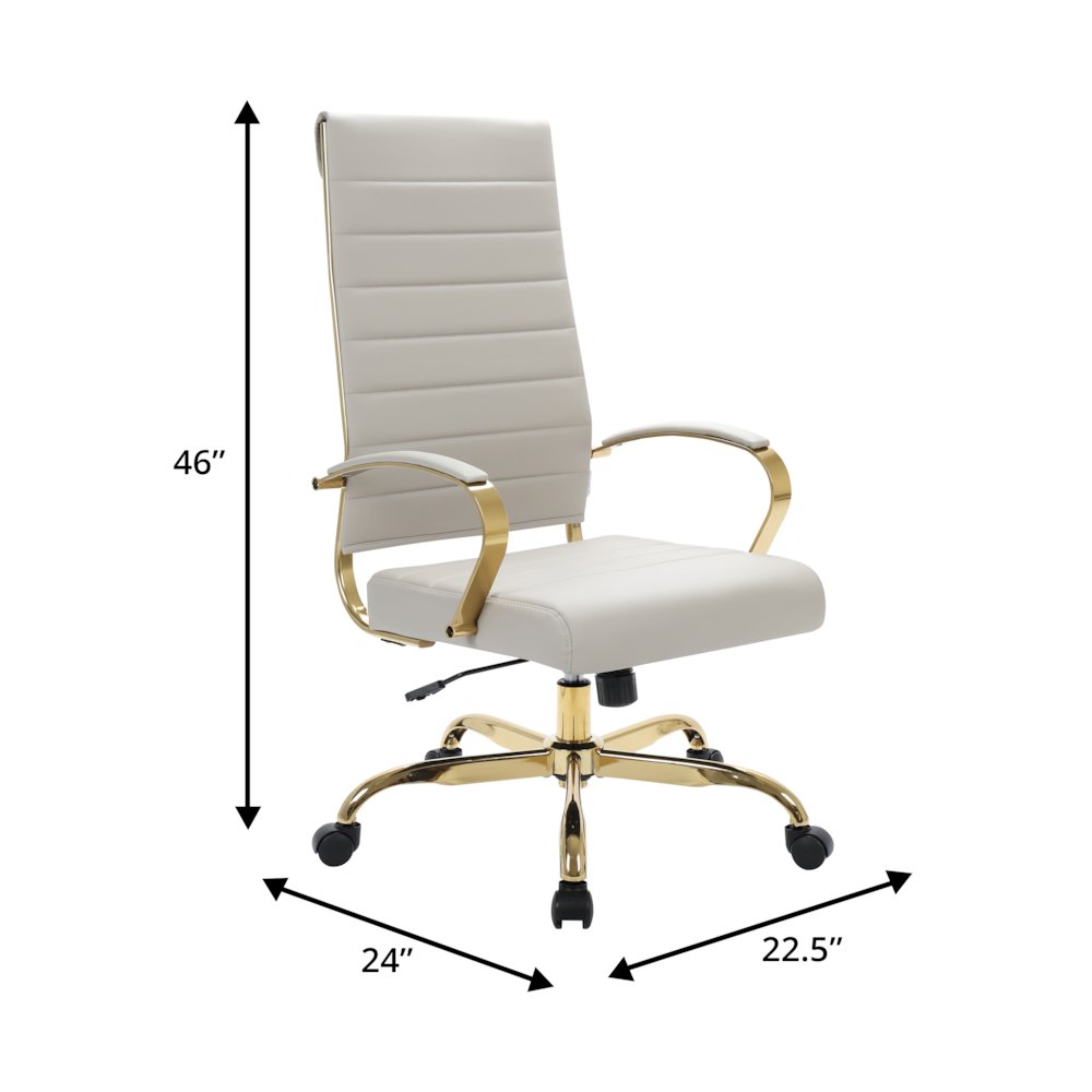 Benmar High-Back Leather Office Chair With Gold Frame. Picture 1