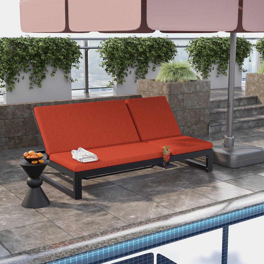 Chelsea Convertible Lounge Reclining Double Chaise With Cushions. Picture 5