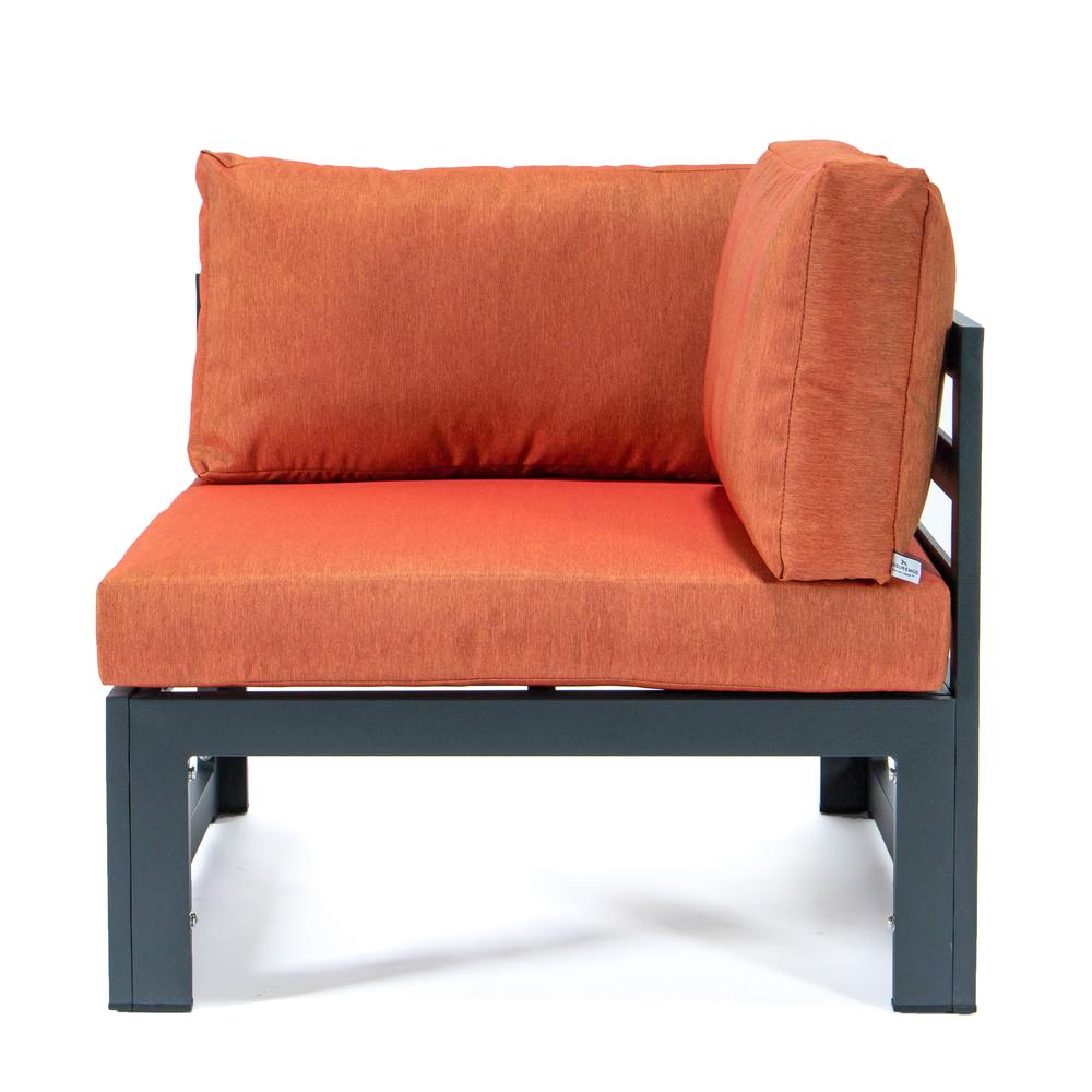 LeisureMod Chelsea 4-Piece Sectional Loveseat Set with Cushions, Orange. Picture 3