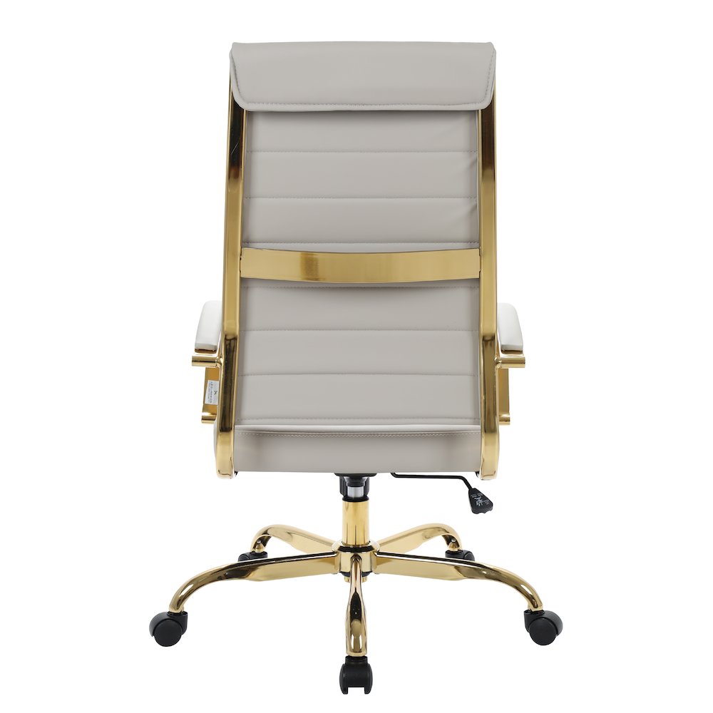 Benmar High-Back Leather Office Chair With Gold Frame. Picture 15