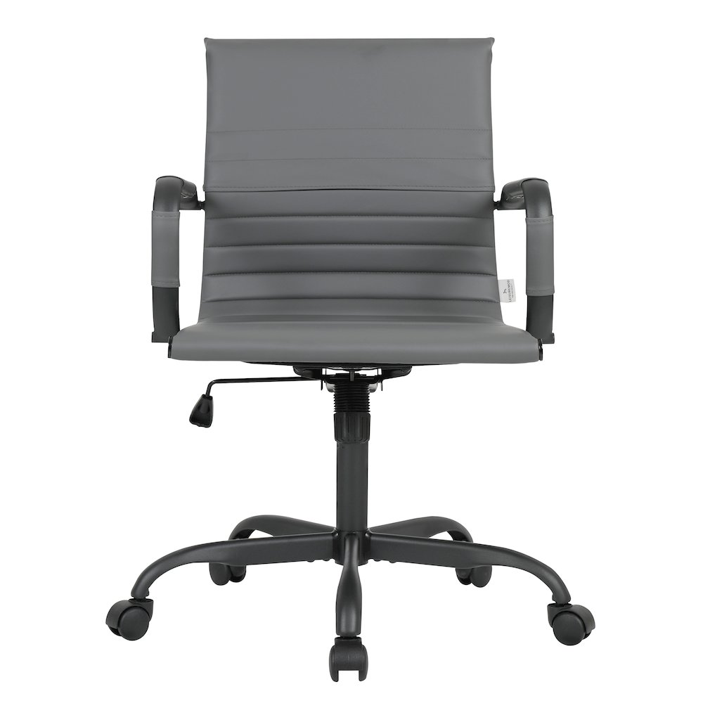 Harris Leather Home Office Chair in Grey With Black Frame. Picture 24
