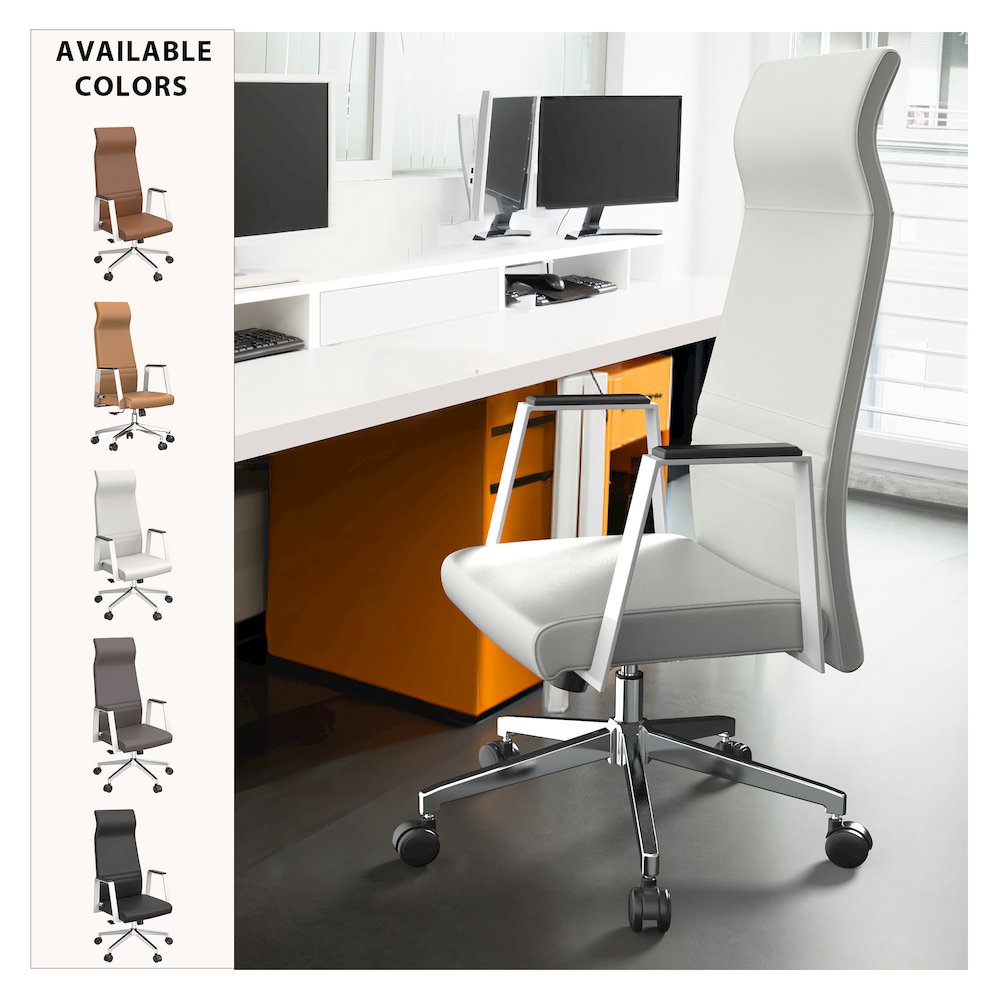 Aleen High-Back Office Chair in White. Picture 13