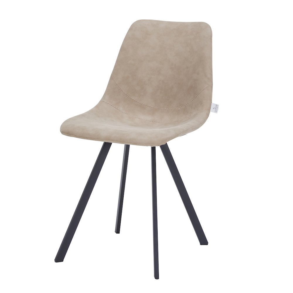 Markly Modern Leather Dining Chair With Metal Legs in Taupe Set of 4. Picture 10