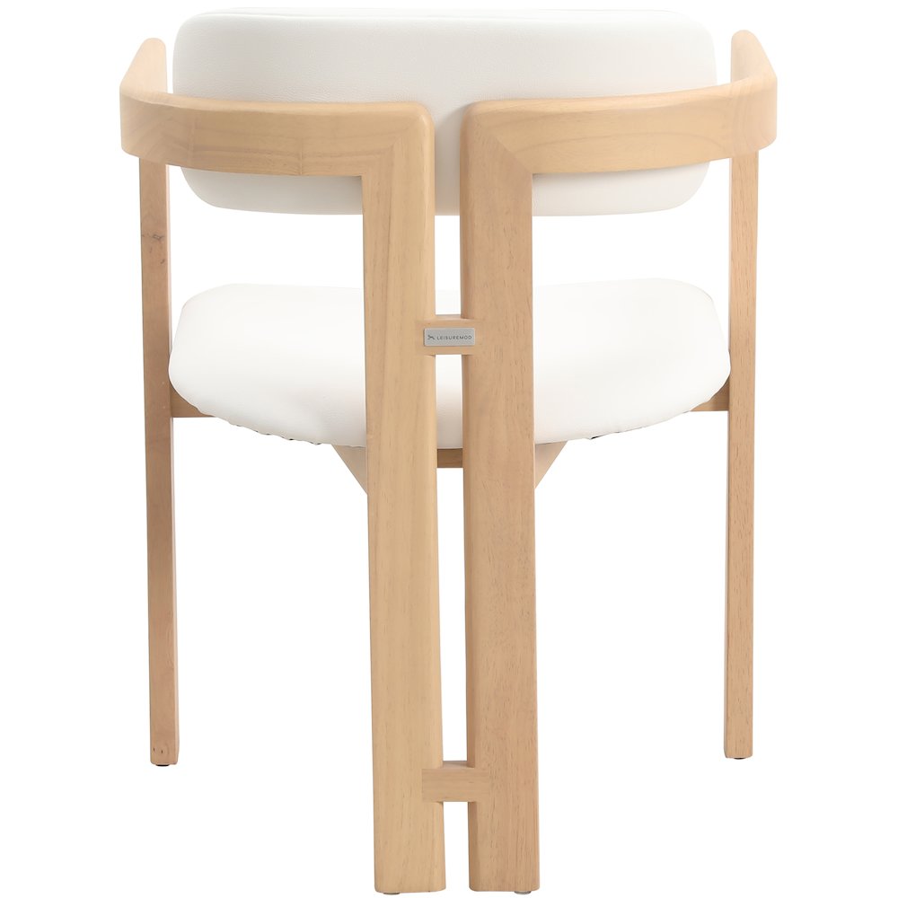 Velo Series Modern Dining Chair in Natrual Wood with White Seat. Picture 9