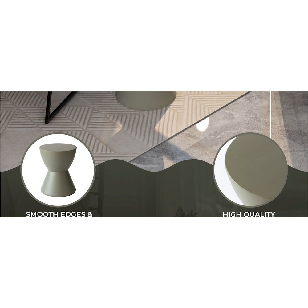 Loft Collection Fiberglass Outdoor Side Table in Moss Grey. Picture 26
