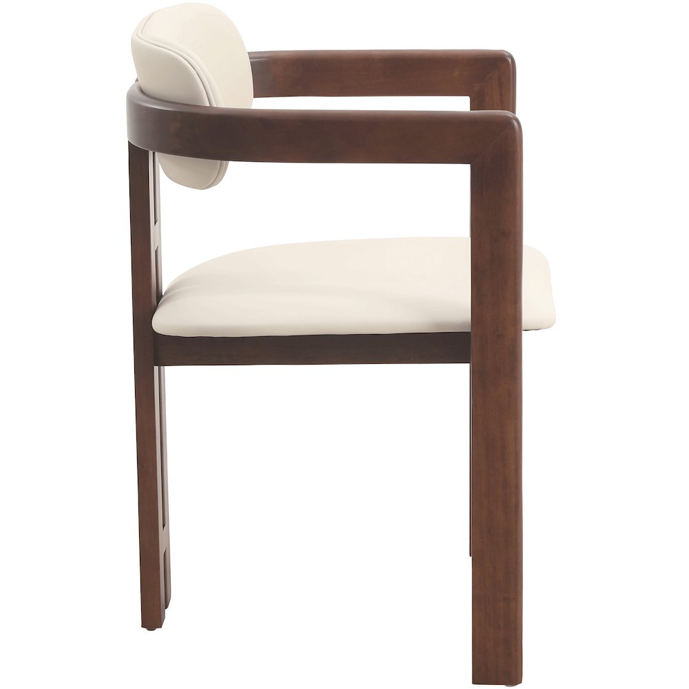 Velo Series Modern Dining Chair in Walnut Color Wood with Toupe Seat. Picture 6