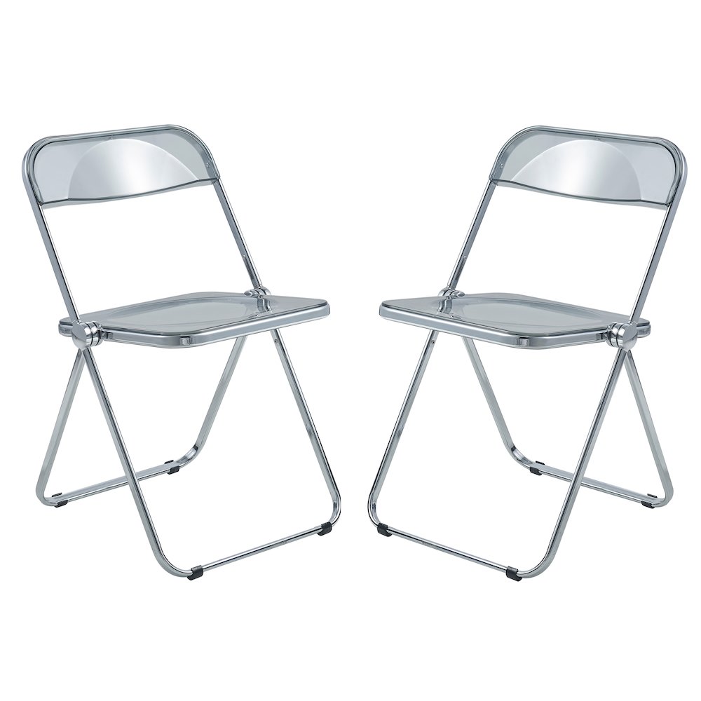 Lawrence Acrylic Folding Chair With Metal Frame, Set of 2. Picture 7