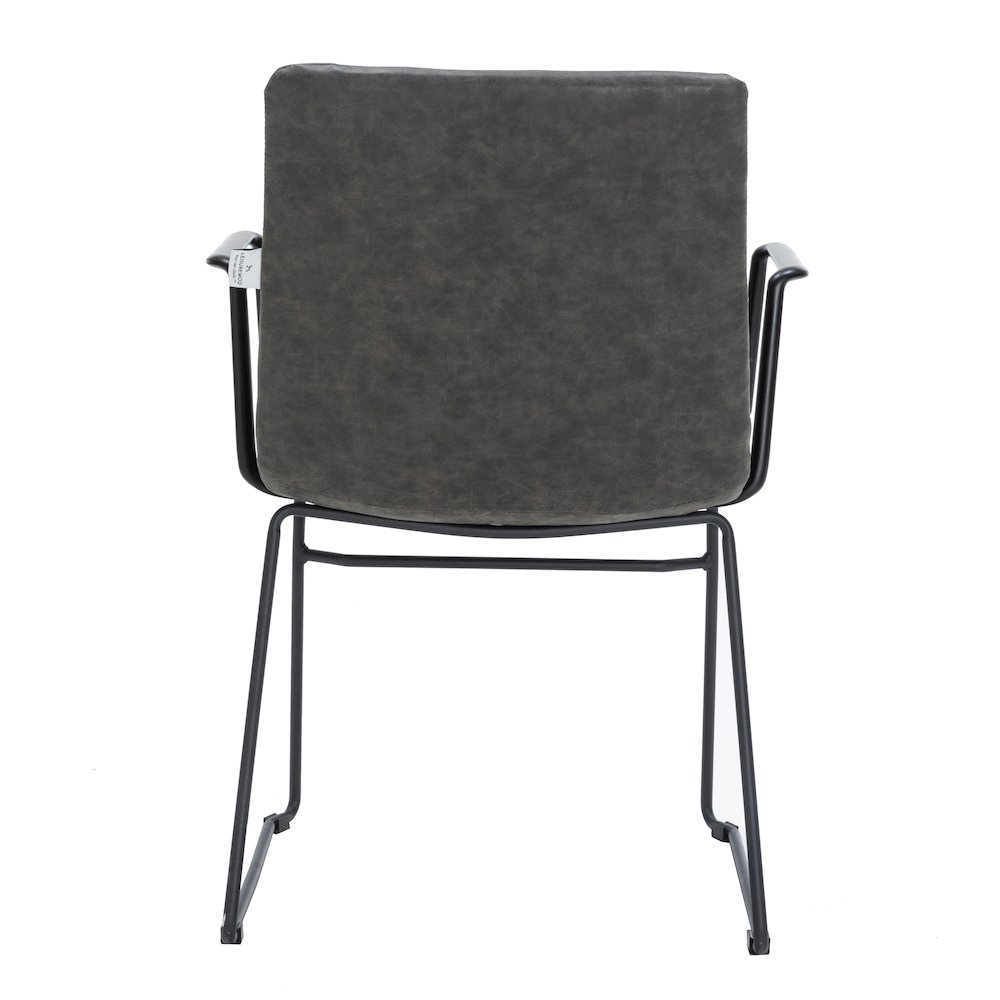Zylar Series Office Guest Arm Chair in Charcoal Leather. Picture 6