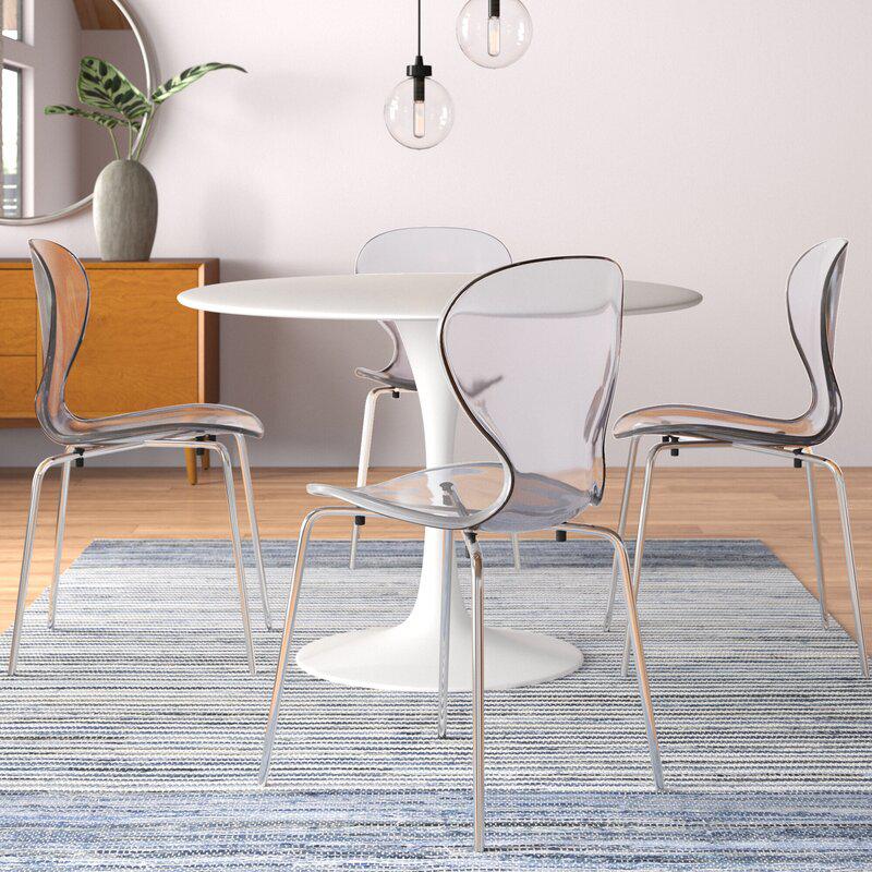 Modern Oyster Transparent Side Chair, Set of 2. Picture 9