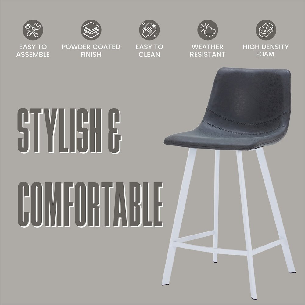 Elland - Counter stool -White Base-Charcoal Black. Picture 4