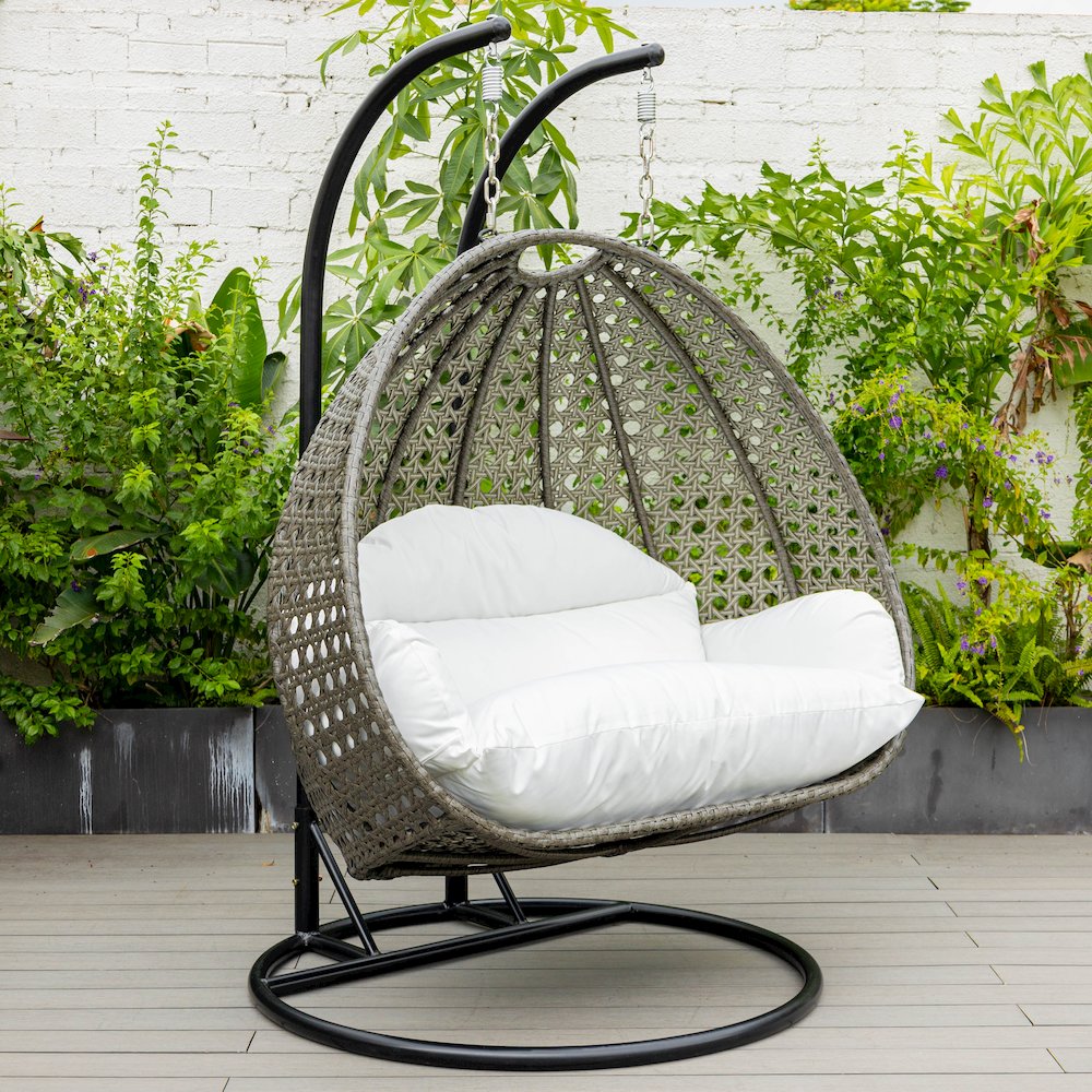Charcoal Wicker Hanging 2 person Egg Swing Chair. Picture 3