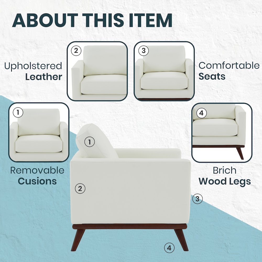 Chester Modern Leather Accent Arm Chair With Birch Wood Base. Picture 13