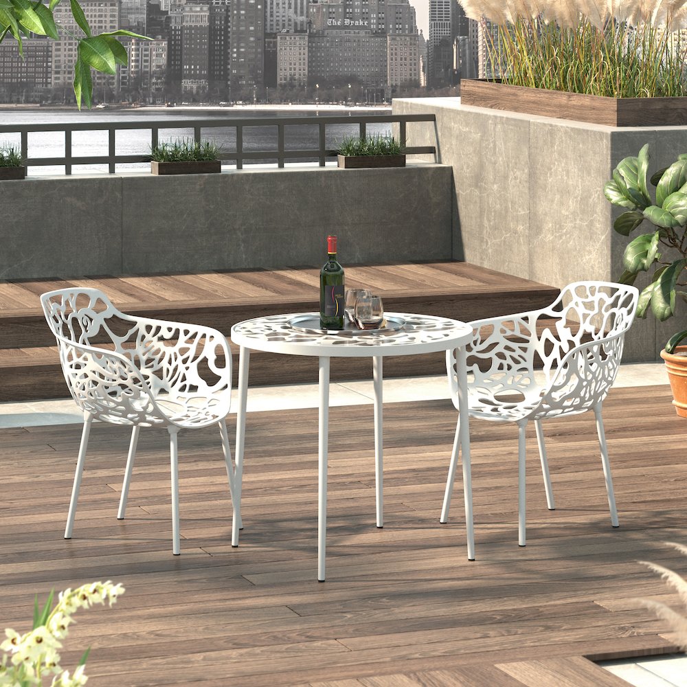 Devon Tree Design Glass Top Aluminum Base Indoor Outdoor Bistro Dining Table. Picture 1