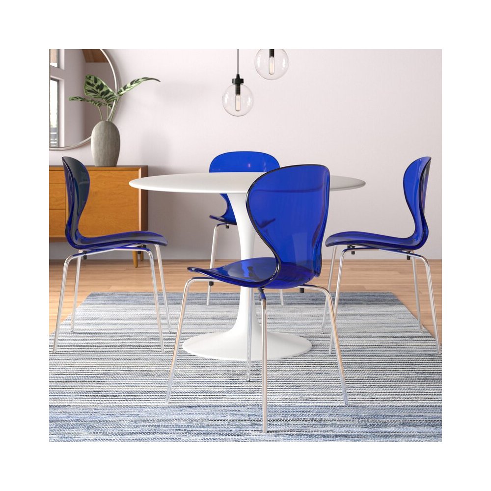 Modern Oyster Transparent Side Chair, Set of 4. Picture 3