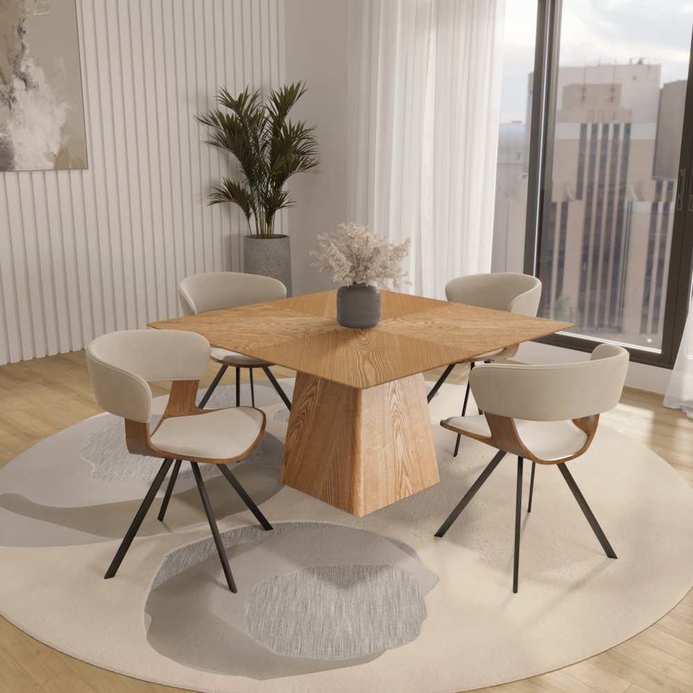 5-Piece Dining Set with Square Wooden Table. Picture 9