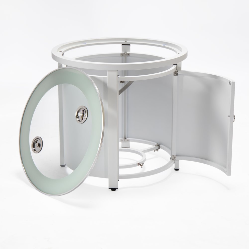 Walbrooke Patio Round Fire Pit and Tank Holder in White. Picture 17