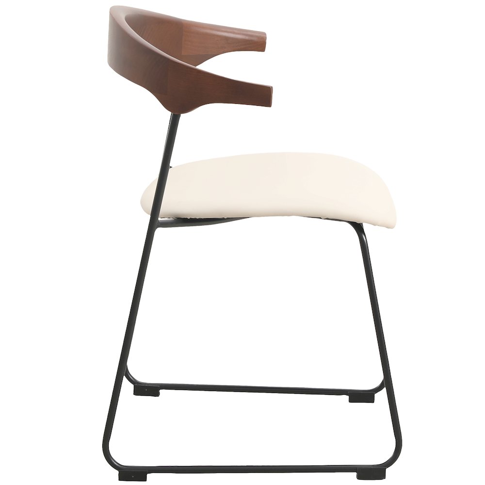 Lyra Collection Modern Chair in Walnut Color back and Taupe Seat. Picture 12
