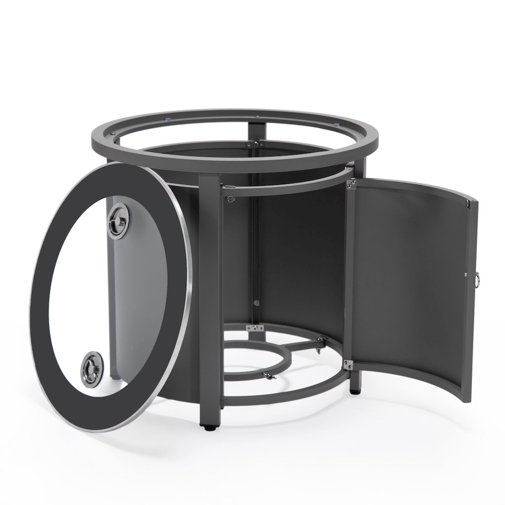 Walbrooke Patio Round Fire Pit and Tank Holder in Grey. Picture 14