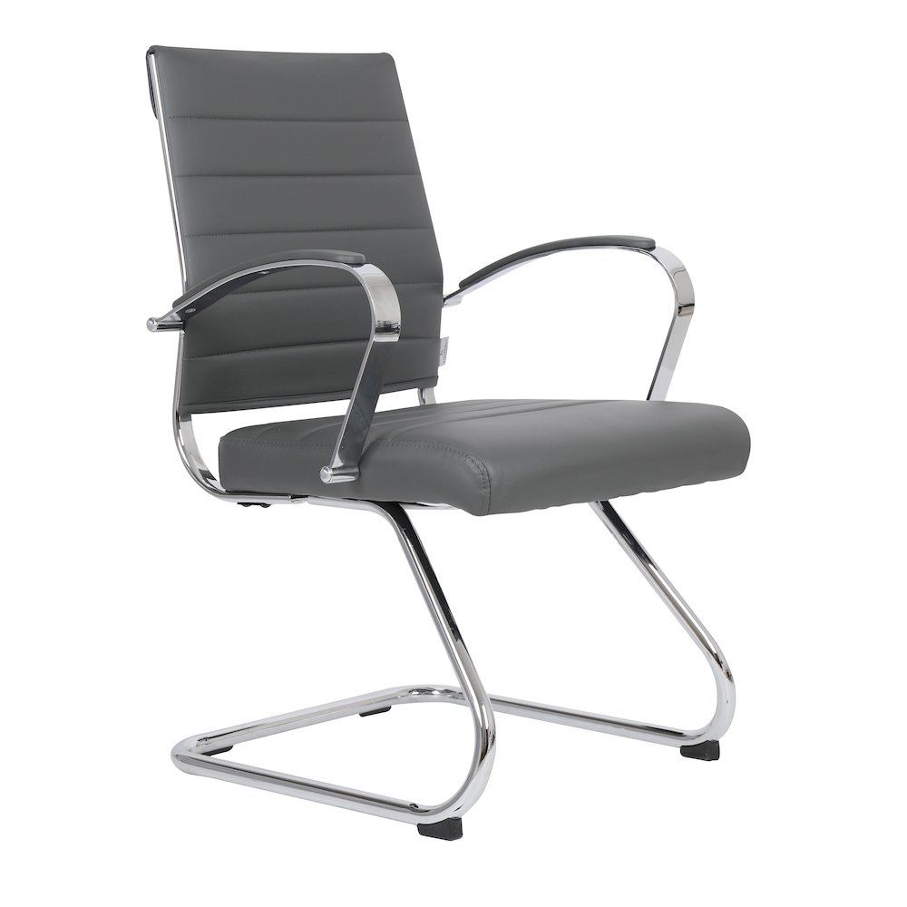 Benmar Home Leather Guest Office Chair in Grey. Picture 10
