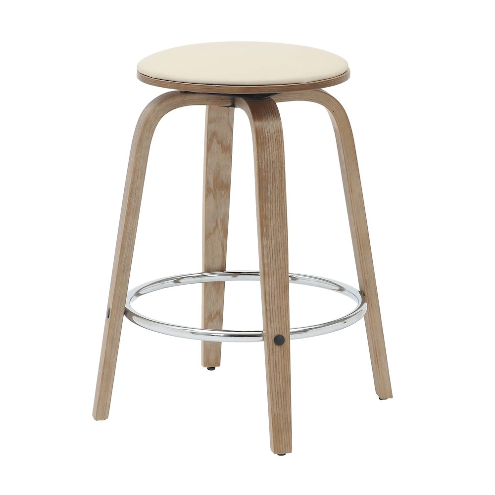 Wooden Counter Stool Pelya Collection Modern Style Washed Walnut color in Taupe. Picture 12