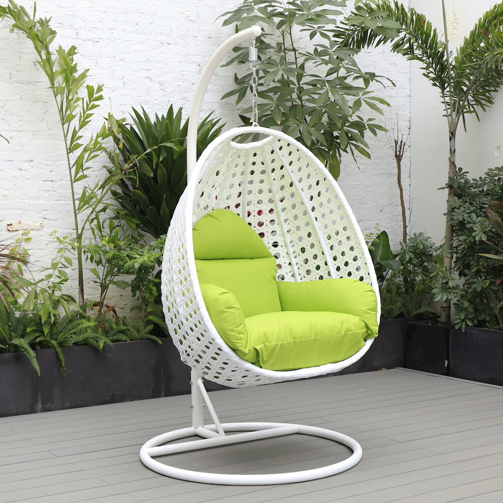 White Wicker Hanging Egg Swing Chair. Picture 2