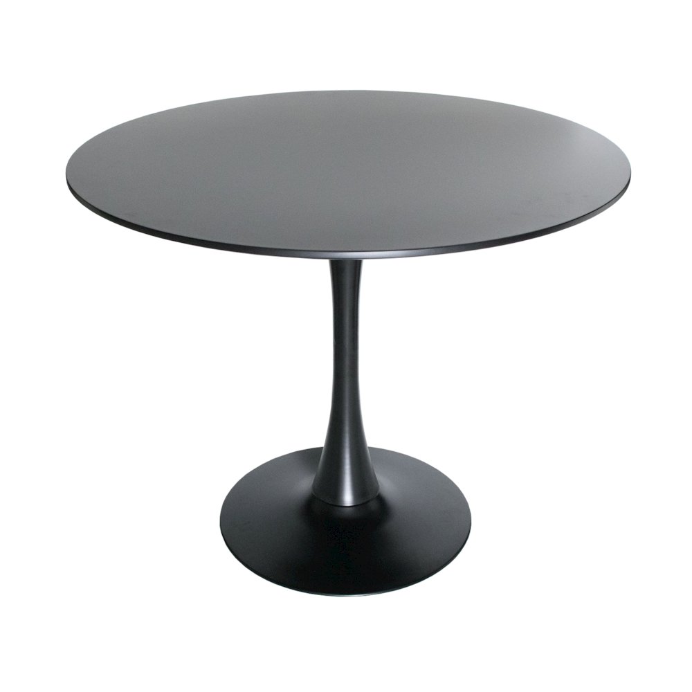 5-Piece Dining Set 35" Round Dining Table in Chrome - Transparent Black. Picture 9